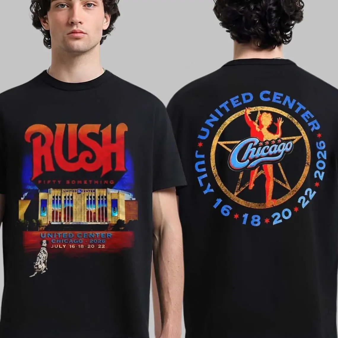Rush Chicago IL 2026 At United Center On July 16 18 20 22 Fifty Something Tour 2026 T-Shirt
