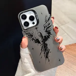 Dark-Themed Fallen Angel  Relief Phone Case Compatible with Iphone 17 16 15 14 13 12 11 PRO MAX PLUS、AIR and iPhone XR XS MAX 7 8Plus 16E SE, Fully Protective, Anti-Drop, Matte Soft Shell, Stylish And Cool Design for Both Men And Women