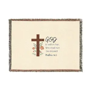 Faith Cross Woven Blanket — Isaiah 41:10 Inspirational Throw