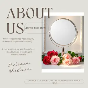 Premium Dual-Sided Vanity Mirror - 2X Magnification & HD Reflection | 360° Rotating Round Makeup Mirror Sturdy Metal Base • Polished Stainless Steel Frame • Coastal-Themed Home Decor Travel-Friendly Desktop Beauty Mirror • Sleek Modern Design