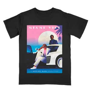 Miami Vice 80s Style Tee Retro Art Deco Vaporwave T-Shirt for Gen-X Fans & 80s Collectors Soft Pre-Shrunk Cotton Vibrant Neon Miami Vibes