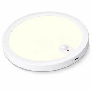 Wireless Ultra-Thin Motion Sensor LED Ceiling Light, No Wiring Type-C Rechargeable Slim Puck Light, Automatic Automatic Indoor Light for Wardrobe, Closet, Hallway, Staircase, White, 1-Pack