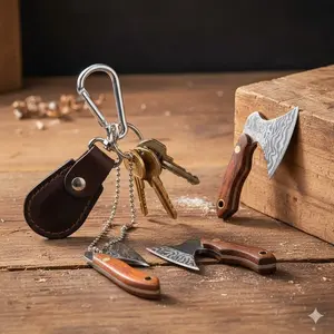 Stainless Steel Survival Keychain Tool: Mini Hatchet, Compact Knife, Rustproof & Sharp. Versatile Box Opener, Parcel Cutter, Rope Cutter for Outdoor Emergencies. Includes Safety Sheath. Ideal Gift for DIY Lovers.