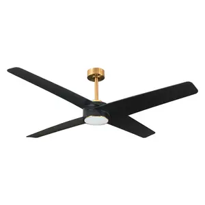 Parrot Uncle 60-inch Parvez Black Modern DC Motor Downrod Mount 4 Reversible Blades Ceiling Fan with Lighting and Remote Control, 3000/6500K
