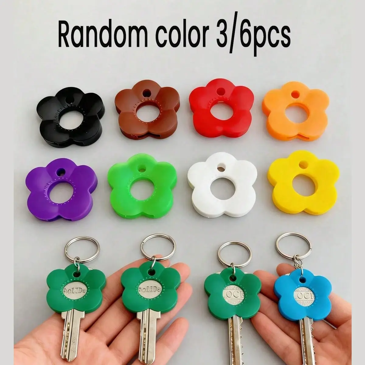 3/6 Pcs Multicolor Flower Keycaps with Labels, Durable Soft Touch Keycaps for Home Office Keyboard, Easy Install Keycap Organizer
