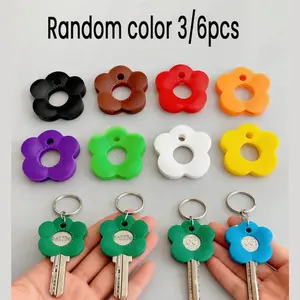 3/6 Pcs Multicolor Flower Keycaps with Labels, Durable Soft Touch Keycaps for Home Office Keyboard, Easy Install Keycap Organizer