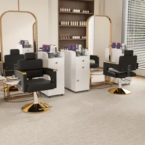 Professional Hydraulic Barber Chair - 360° Swivel with Adjustable Height, Stainless Steel Armrests & Reclining Backrest for Salon & Barber Shop(black + gold) (Single Pack)