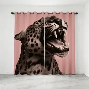 2-Panel Leopard Jaguar Pattern Printed Curtains, HD Digital Animal Print Blackout Curtains, 80%-90% Light Blocking Rate Decor Curtains, Polyester Machine Washable Fade Resistant Modern Home Window Drapes
