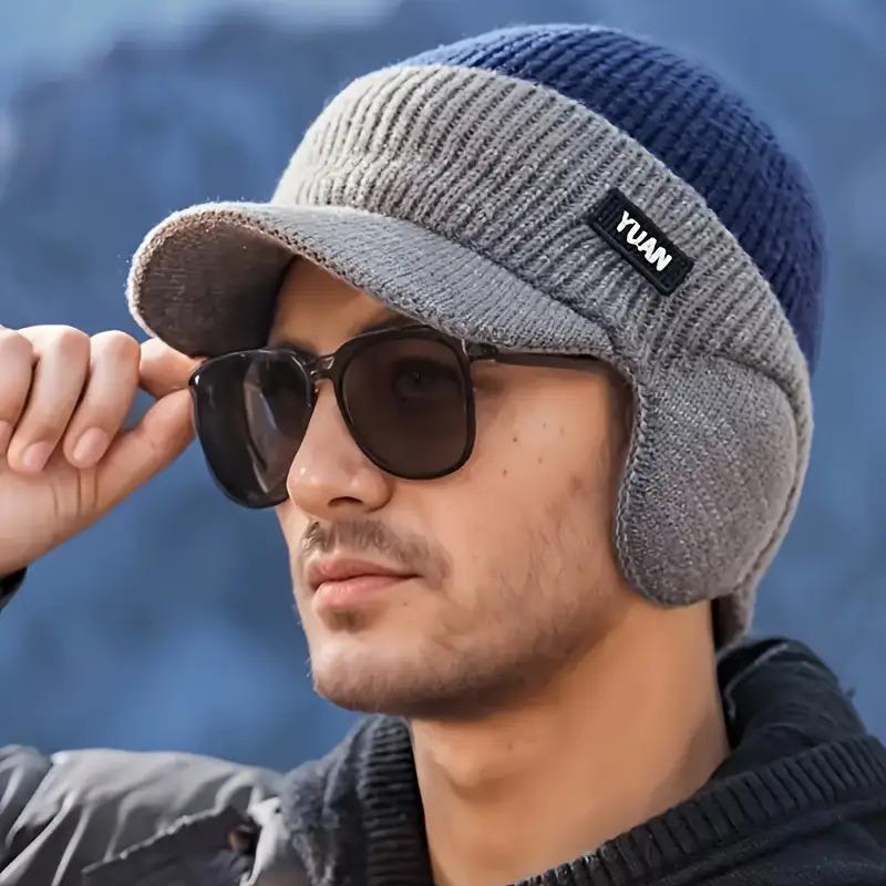Men's Winter Knitted Earflap Hat - Cold Protection for Skiing, Hiking, Street Style - Elastic Fit, Hand Washable - Available in Outdoor Activities and Daily Winter Accessories, Fashionable Knitted Hat