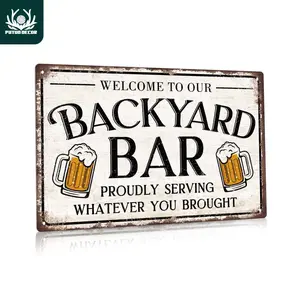 Vintage Metal Tin Sign for Bar Home Backyard Pub Club 7.8X11.8 Inches Wall Art Decor Proudly Serving Whatever You Brought