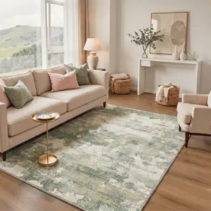 【Deals For You Days】GENIMO Floor Carpet Machine Washable Area Rug Non Slip Pet Friendly Soft Rug for Living Room Bedroom Kitchen Hallway Floor Decor,ARA017-TEAL MIRAGE