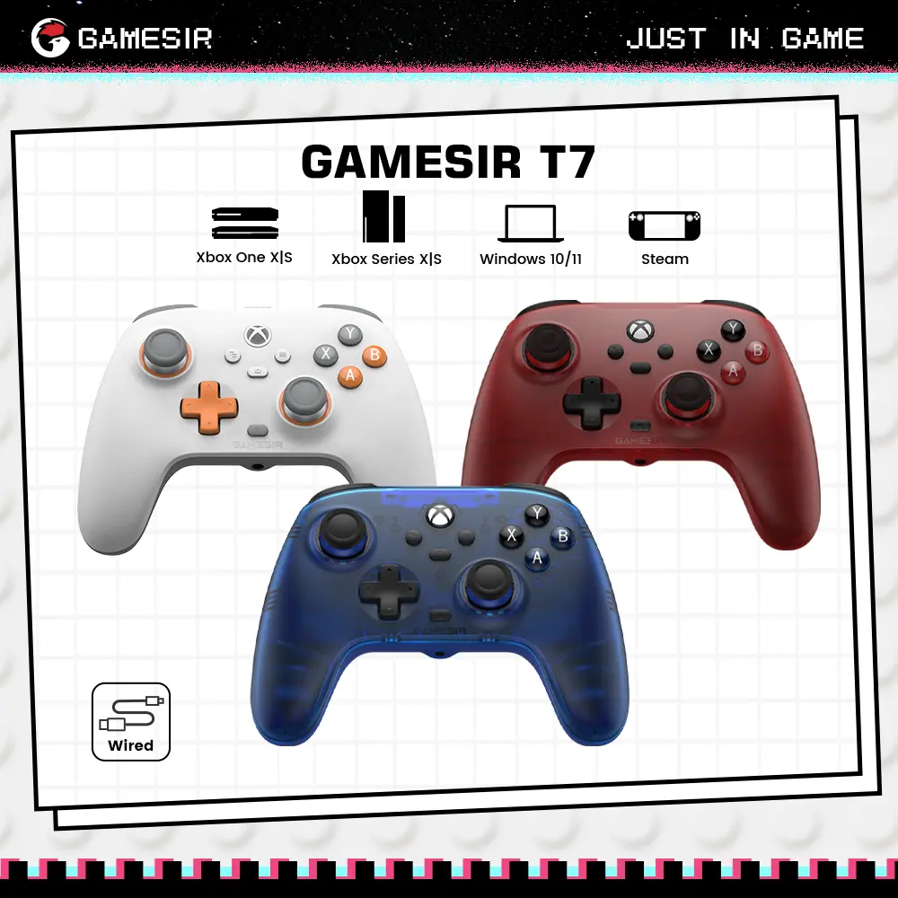 GameSir T7 Wired Entry-Level Controller for Xbox Series X|S, Xbox One & Windows 10/11 – PC Gaming Gamepad with 3.5mm Audio Jack