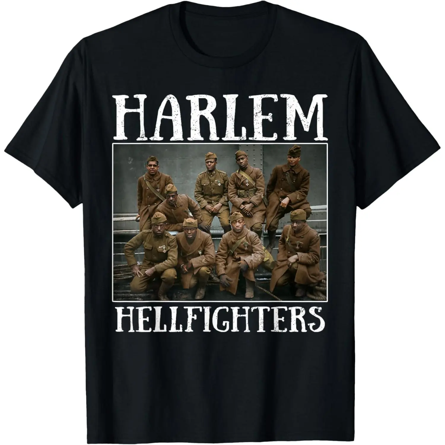 Harlem Hellfighters Graphic T-Shirt for Men, Heavyweight 100% Cotton Regular Fit Top, Black History Short Sleeve Apparel, Tshirt, Shortsleeve