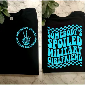 military girlfriend shirt somebodys spoiled military girlfriend gf cute popular checkered retro short sleeve tshirt black and blue