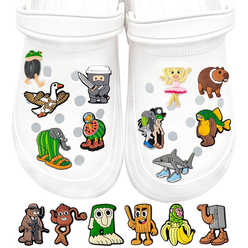 Italian Brainrot Croc Shoe Charms for Kids Boys Girls Women Men PVC Wristband Sandals Clog Accessories Party Favor with Dragon and Character Designs