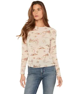 Ash Women's And Violet Conversation Print Mesh Long Sleeve Top - 11Cz595nhb