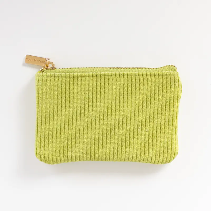 Women's Cute Cotton Corduroy Durable Fashion Wallet - Compact Foldable Gold-Zippered Coin Pouch, On-The-Go Solid Color Currency Holder Compartment with Inner Slip Pocket for Everyday Carry