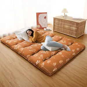 【GARVEE】Japanese Futon Mattress, Futon Floor Mattress Japanese Style Floral Pattern Mattress for Floor, Tatami Mat, Sleeping Mattress Pad for Camping Travel (Flowers-red, Full(80"L x 54"W))
