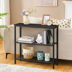 HOOBRO 29.5" Narrow Console Table, 3-Tier Entryway Table, Thin Sofa Table with Shelves, Side Table, Display Table, for Hallway, Entrance, Living Room, Bedroom, Black#springtok#SpringSale #BigSpringSale