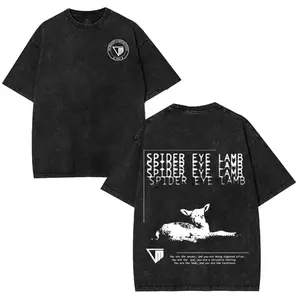 Outlast Trials SPIDER EYE LAMB Washed T-Shirt, Video Games, Horror Vintage Shirt, Game Fan, Streetwear Tops Black Fabric Menswear