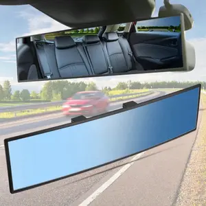 Blue Car Rearview Mirror 11.8 Inch Panoramic Wide Angle Anti-Glare Clip On Auto Rear View Mirror HD Clear Convex Surface Universal for SUV Truck Van Vehicles
