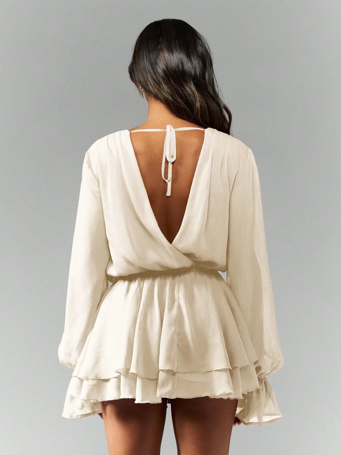 MISSGUIDED Chiffon Long Sleeve Plunging Neckline Mini Wrap Dress - TikTok  Shop