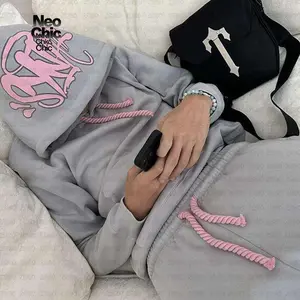 AttirePolished2025PrintedloosehoodieY2Khip-hopstreetwearmen'sandwomen'spullovercasualset