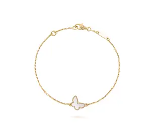 Pre-owned Van Cleef & Arpels Sweet Butterflies bracelet, 18K yellow gold, white mother of pearl.