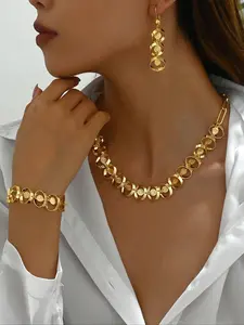 Women's Elegant Fashion Matching Jewelry Set, Including Necklace & Bracelet & Dangle Earrings, Vintage Trendy Jewelry for Party, Daily Clothing Decor, Trendy All-match & Exquisite Jewelry for Birthday Gift