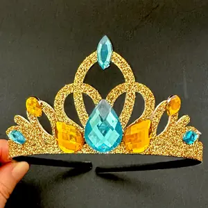 Aladdin Jasmine Crown Sets-Crown,Necklace,Bracelet,Earrings,Ring,Wand,Jasmine Elastic Headband,Allidin Crown,Birthday Crown,Princess Crown,Baby Crown,Jasmine Costume,Jasmine Outfit,Jasmine Dress,Jasmine Headpiece,Jasmine Tiara,Allidin Costume,Blue Gold