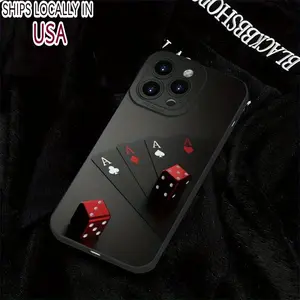 Creative Poker Pattern Phone Case, TPU Anti-drop Cellphone Protective Case, Fashion Shockproof Mobile Phone Accessories Compatible with iPhone Series