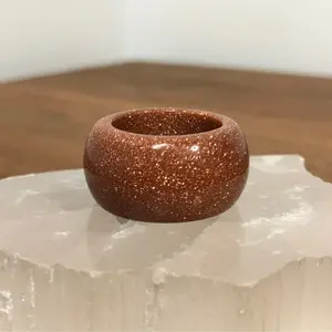 Goldstone Wide Crystal Ring | Ambition & Confidence Glittering Statement Band