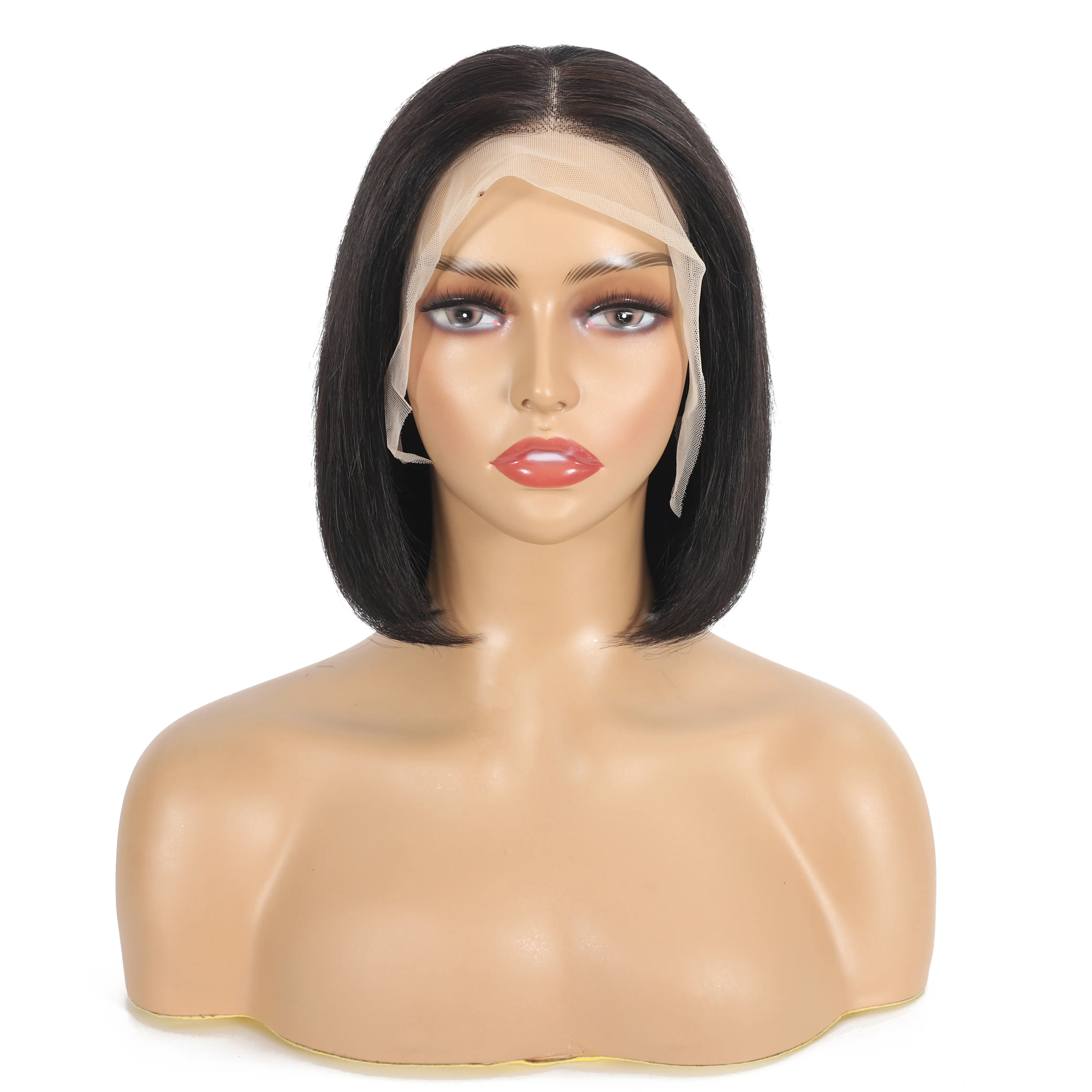 100% Human Hair Bob Wig Short Bob Wig Natural Look  Lace Front Wig Soft Silky Human Hair
