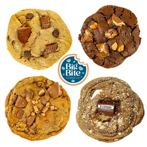 Big Bite Cookie Co -Chocolate Lovers Collection | TikTok Viral Cookie - 4 ct of Big 6oz cookies | Brown Butter Toffee, Peanut Butter Cup, S'Mores Bomb, Candy Bar Cookie | Sweet Treat Snack -Individually Wrapped & Ready To Enjoy!