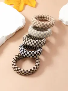 Checkerboard Pattern Hair Tie Set, High Elasticity Hair Tie for Thick Hair, Fashionable and Simple Head Accessory for Women & Girls, Hair Accessories Set, Scrunchies