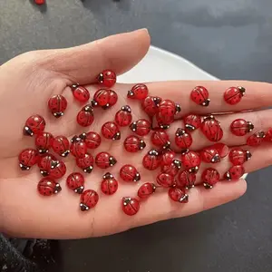 50pcs Mini Glowing Ladybugs, Resin Ladybug DIY Decor Accessories, Cute Ladybug Figurines, Nail Art Supplies, Home Decoration Gifts, Nail Art Stickers