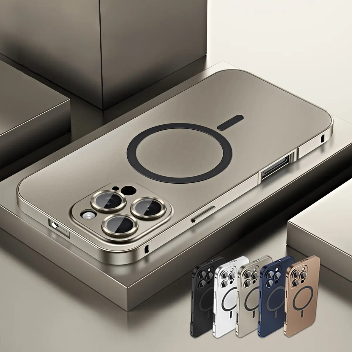 Alloy Aluminum Metal Frame with MagSafe Magnetic PC Backboard (Not a full metal case), Phone Case for iPhone 17 Pro Max 17 Air 17Pro 16 15 14 13 12 Pro Max, Ultra Thin Phone Cover with Full Coverage Lens Protector,Wireless Charging Durable Shockproof Case
