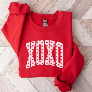 XOXO Valentines Day Sweatshirt, Cute Hearts Tee for Her, Love Sweatshirt, Romantic Holiday Crewneck, Gift for Girlfriend - LORA ATCHER