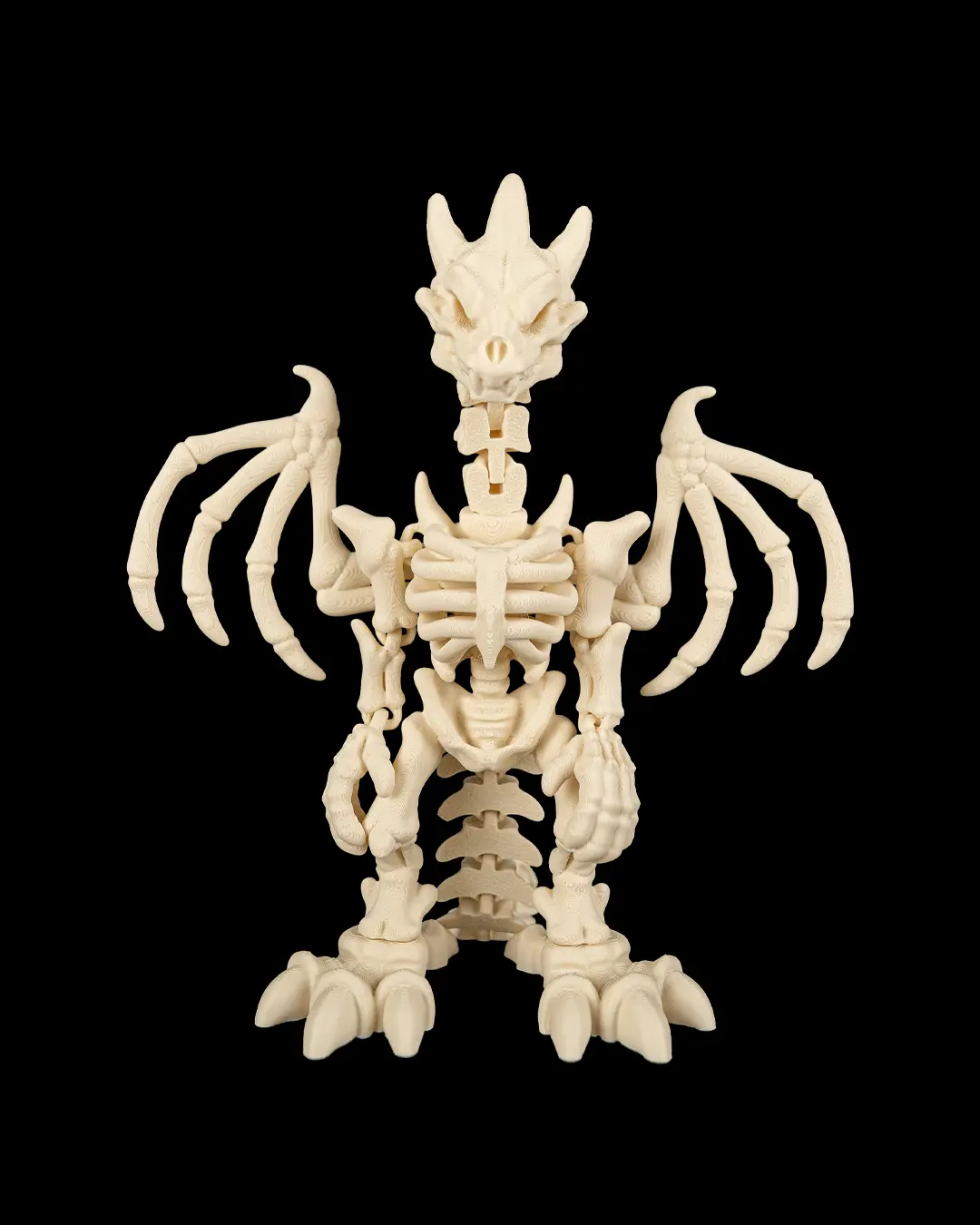 Skeleton Dragon Warrior Articulated Figurine - Dark Fantasy Bone Statue, Gothic Desk Decor