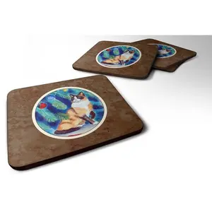 Carolines Treasures  Christmas Tree Cat Foam Coaster, Set of 4
