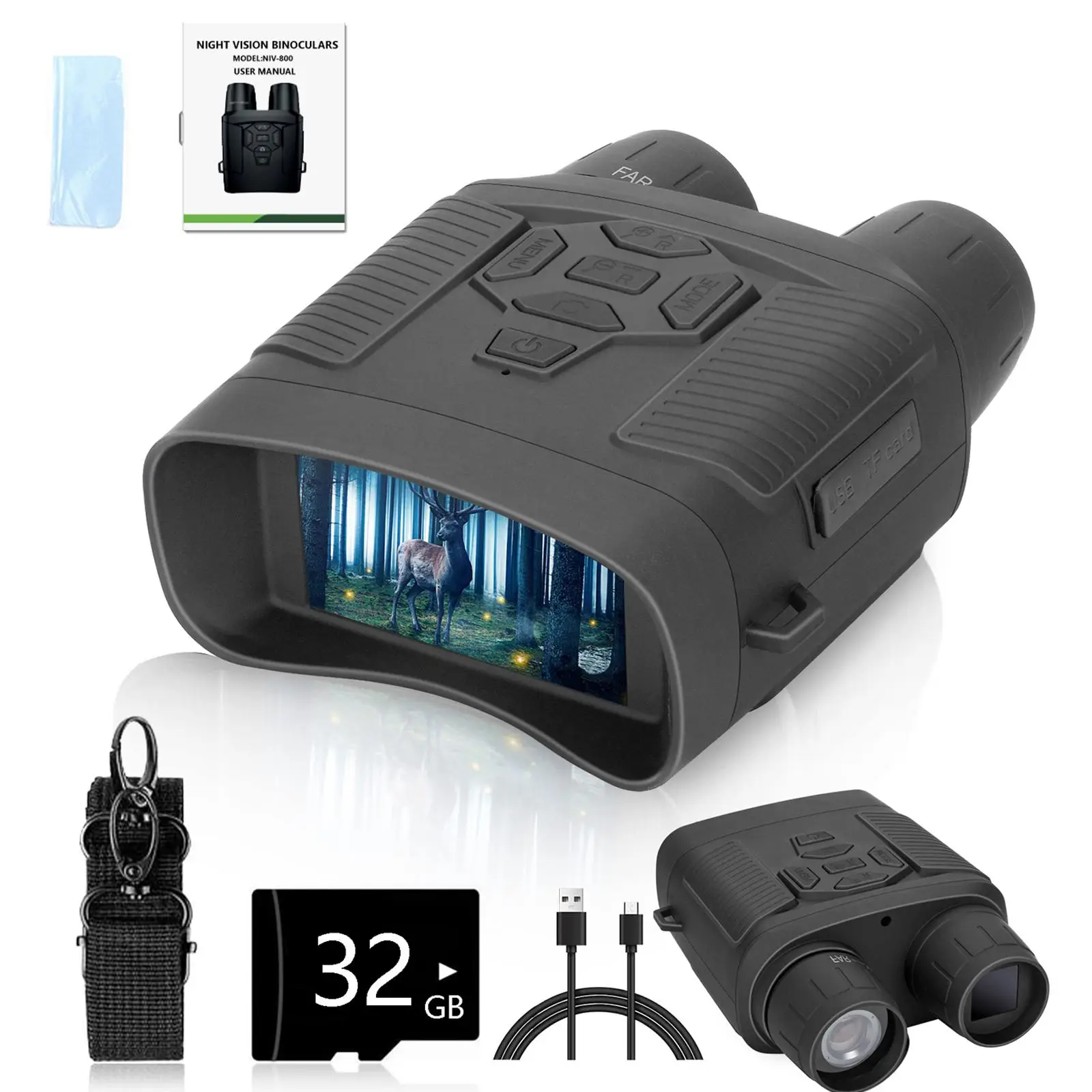 4K Night Vision Binoculars, 3.0 Inch HD Infrared Digital Binoculars, Outdoor Binoculars with 5000mAH Battery, Outdoor Camping & Hiking Equipment