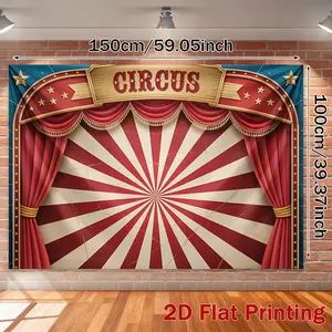 2D Flat Printing Party Banners JIT 1PC Circus Stage Starry Design Backdrop Banner Background Photography Wall Perfect for Living Room, Bedroom, Office, Birthday Anniversary, and Home Decor & Party Photo Backdrop Reusabl