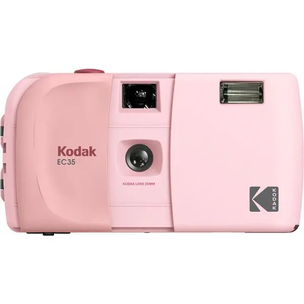KODAK EC35 35mm Film Camera 35mm, Reusable, Focus-Free, Built-in Flash, Slide Cover, Beginner Friendly (Film & AA Battery are not Included) - Blush Pink