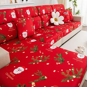 Christmas Halloween Sofa Cover, High Elasticity Couch Protector, Festive Bat Pumpkin Santa Deer Patterns, Home Decor Accessories, Couch Slipcover