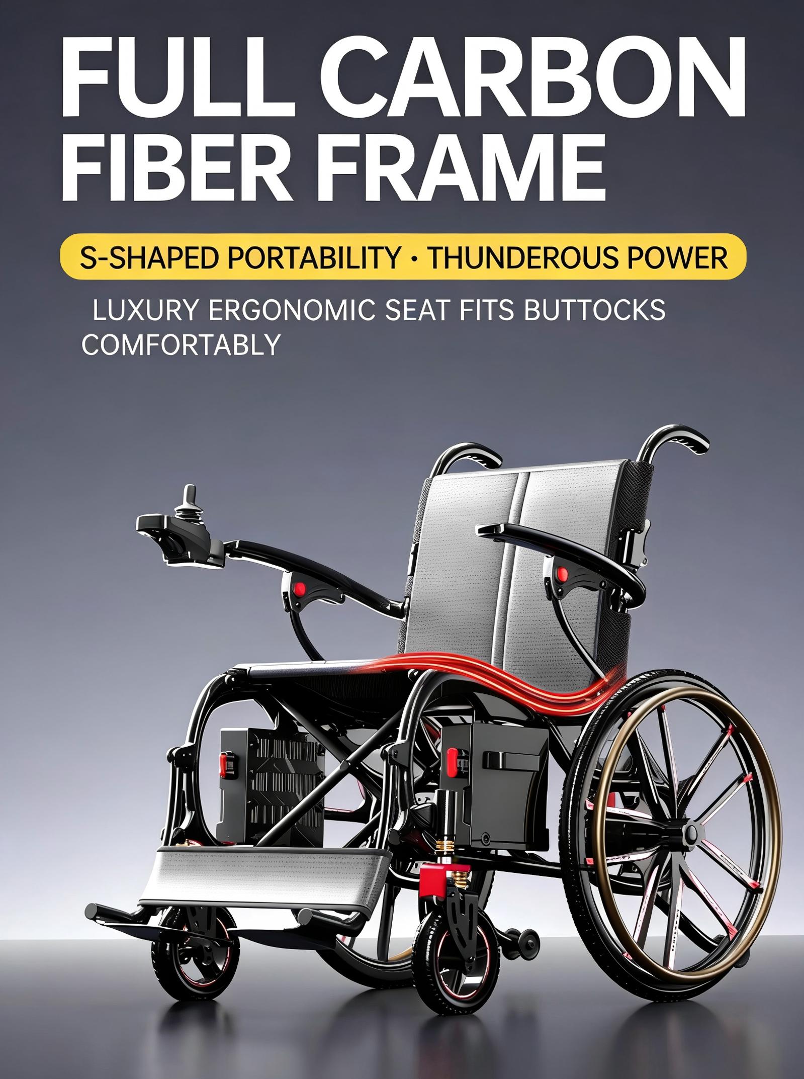 Zigtik EW9 Adults Electric Wheelchair Lightweight Folding - 15 Miles Long Travel Motorized Mobility Chair