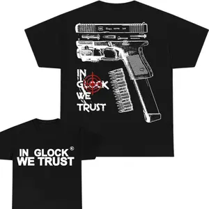 IN GLOCK WE TRUST Double Side Multi Color T-Shirt | Unisex Cotton Streetwear