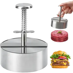 Press, Adjustable Hamburger Patty Maker Food Grade 304 Stainless Steel, Non-Stick Stuffed Patty Molds Making for Beef, Vegetables, Meat, BBQ, Party Grill