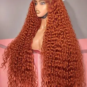 Mossily Orange Ginger Lace Front Wig Human Hair 40 Inch Curly Lace Front Human Hair Wig Deep Wave 13X4 13X6 Hd Lace Frontal Wigs
