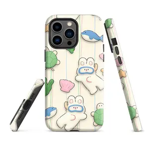 Fashion Purple Turtle Rabbit Animal Print 2 in 1 Shockproof Phone Case, Soft Silicone Hard PC Protective Cover, Fit for iPhone 12 13 14 15 16 17 Series Pro Max Plus, Fit for Samsung Galaxy S22 S23 S24 S25 S26 Series Ultra Plus, Unisex Gift for Men Women