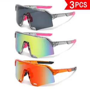3-Pack Oversized Unisex 3-Lens Sports Eyewear, UV400 HD Colorful Trendy Sunglasses for Daily Travel, Outdoor Activities